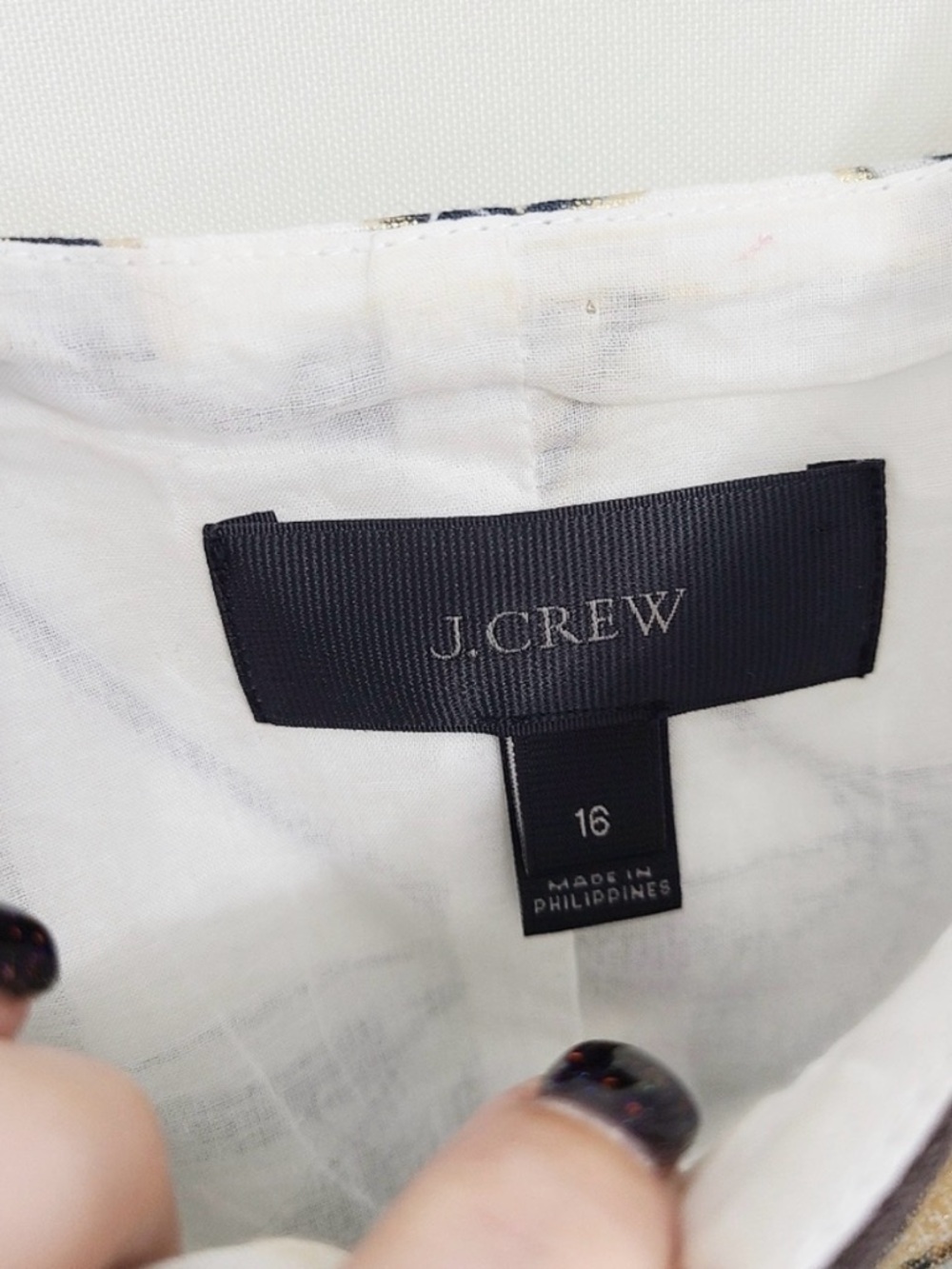 J. Crew Gold leaf linen dress zip front metallic size 16 - Picture 8 of 8
